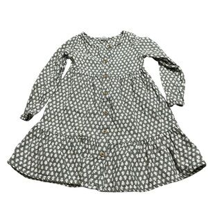 Wonder Nation Girls Charming Hunter Green Patterned Kids Dress Tiered Size 5T